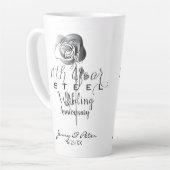 11th Steel Wedding Anniversary Silvery Rose  Milchtasse (Linke Ecke)