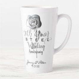 11th Steel Wedding Anniversary Silvery Rose  Milchtasse