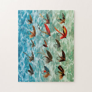 11x14 Antike Forellen-Angelfliegen Köder Puzzle