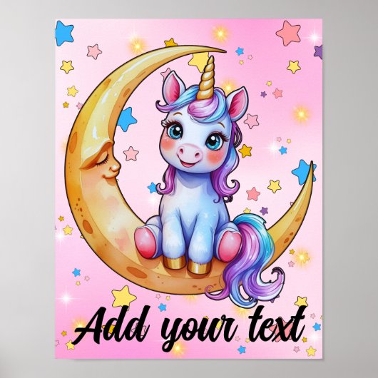 11x14 Einhorn-Mond-Kunstposter Poster (Vorne)