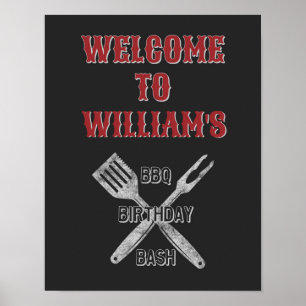11x14 Geburtstagsparty im Hinterhof GRILLEN Begrüß Poster