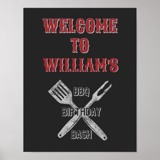 11x14 Geburtstagsparty im Hinterhof GRILLEN Begrüß Poster (Vorne)