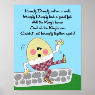 11x14 Humpty Dumpty Rhyme Kids Room Wall Art Poster