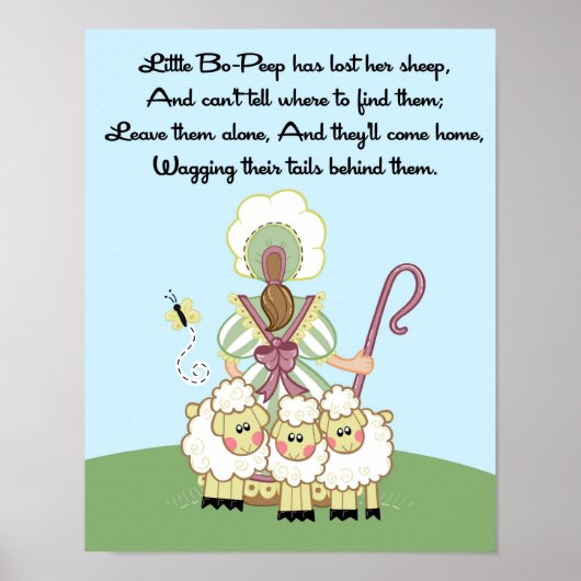 11x14 Little Bo Peep Shee Rhyme Kinder Zimmer Wand Poster (Vorne)