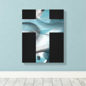 11x14" Trend Abstract Art Canvas Black White Blue Leinwanddruck (Insitu (Holzboden))