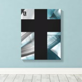 11x14" Trend Abstract Art Canvas Black White Blue Leinwanddruck (Insitu (Holzboden))