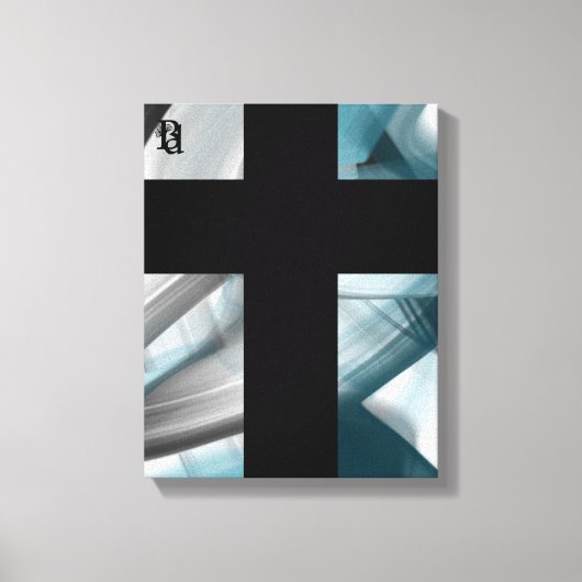 11x14" Trend Abstract Art Canvas Black White Blue Leinwanddruck (Vorderseite)