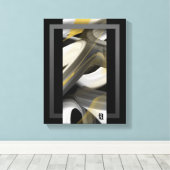 11x14" Trend Abstract Art Canvas Black White Gold Leinwanddruck (Insitu (Holzboden))