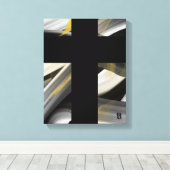 11x14" Trend Abstract Art Canvas Black White Gold Leinwanddruck (Insitu (Holzboden))