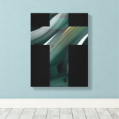 11x14" Trend Abstract Art Canvas Black White Green Leinwanddruck (Insitu (Holzboden))