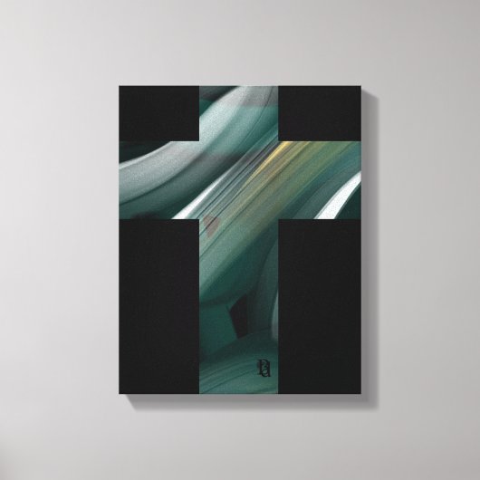 11x14" Trend Abstract Art Canvas Black White Green Leinwanddruck (Vorderseite)