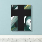 11x14" Trend Abstract Art Canvas Black White Green Leinwanddruck (Insitu (Holzboden))
