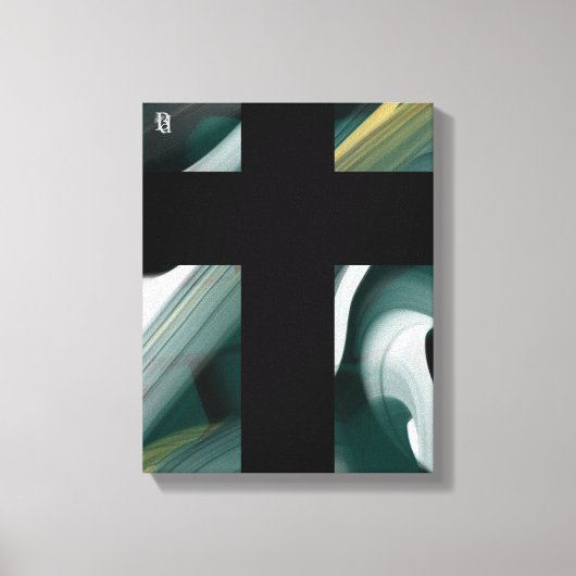 11x14" Trend Abstract Art Canvas Black White Green Leinwanddruck (Vorderseite)