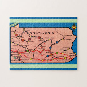 11x14 Vintage Pennsylvania Karte Puzzle