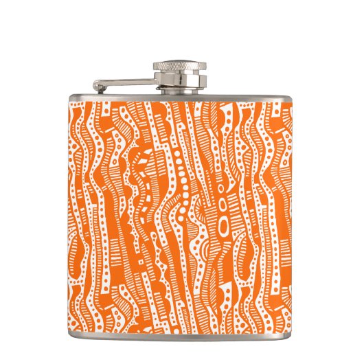 12015 - Orange auf Weiß Flachmann (Vorderseite)
