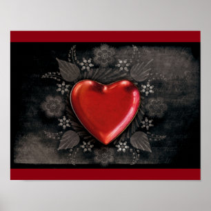 1209 DARK RED BLACK HEART EMO LIEBE TOUGH DARK SYM POSTER