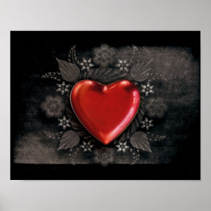 1209 DARK RED BLACK HEART EMO LIEBE TOUGH DARK SYM POSTER