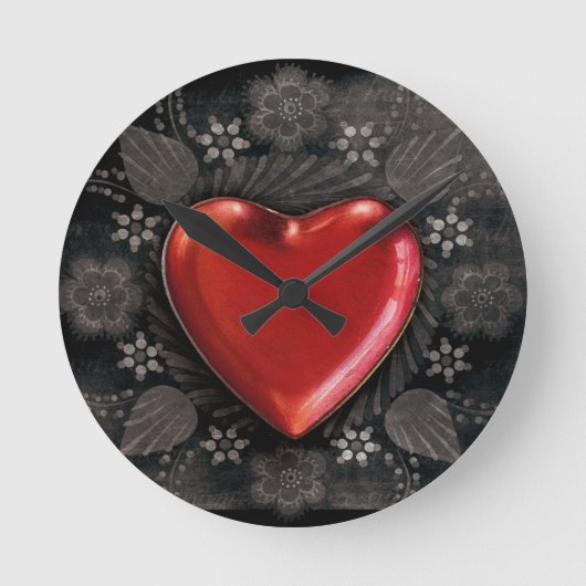 1209 DARK RED BLACK HEART EMO LIEBE TOUGH DARK SYM RUNDE WANDUHR (Vorderseite)