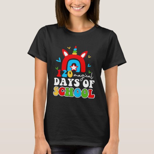 120 magical days of School Unicorn Rainbow T-Shirt (Vorderseite)