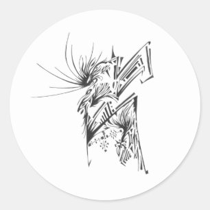 120 Schwarz-Weiß-Abstrakt-Tribal-Tattoo-Kunst Runder Aufkleber
