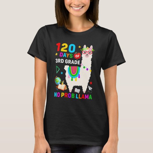 120th Day of School No Prob Llama 120 Days Of 3rd  T-Shirt (Vorderseite)