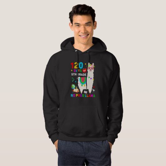 120th Day of School No Prob Llama 120 Days Of 5th Hoodie (Vorne ganz)