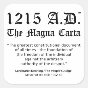 1215 A.D.™ Aufkleber für das Zitat von Magna Ca