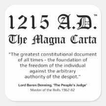 1215 A.D.™ Aufkleber für das Zitat von Magna Carta