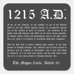 1215 A.D.™ Magna Carta Artikel 61 Aufkleber