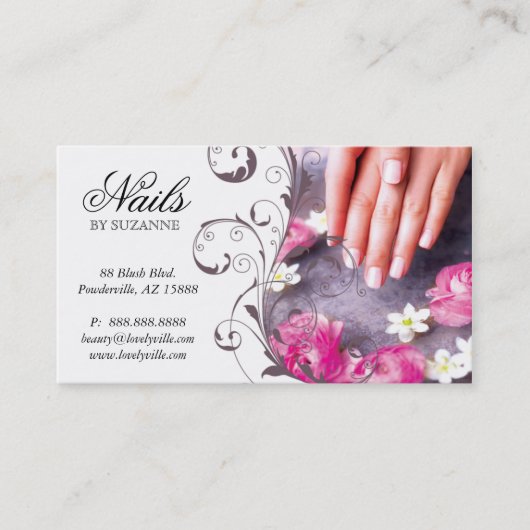 122 Nail Salon Business Card Rosa Taupe Terminkarte (Vorderseite)