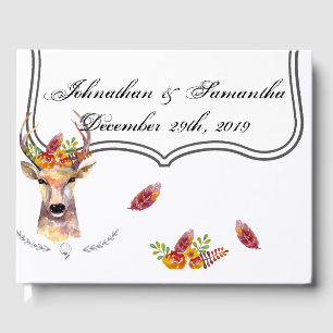 122 Page Wedding Gästebuch boho Hirsch Buck Head B