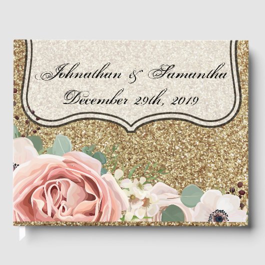 122 Page Wedding Guestbook Geometric Garden Rose Gästebuch (Vorderseite)