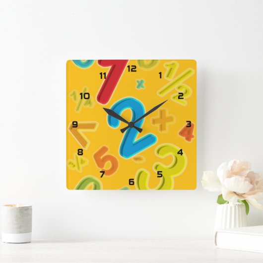 123 Math Quadratische Wanduhr (Zuhause)
