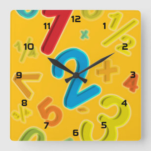123 Mathe Quadratische Wanduhr