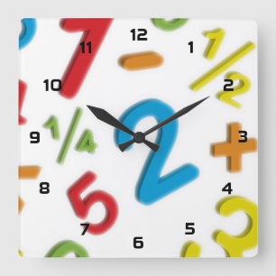 123 Mathe Quadratische Wanduhr
