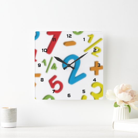 123 Mathematik Quadratische Wanduhr (Zuhause)