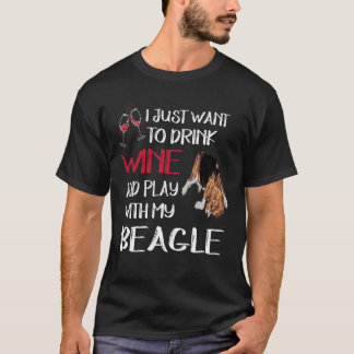 123 Wein trinken und mit meinem Beagle spielen T-Shirt