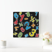 123 Zahlen Math Quadratische Wanduhr (Zuhause)