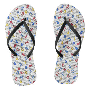 123 Zahlen Rot-Gelb-Blau Schwarz-weiß-Binär Badesandalen