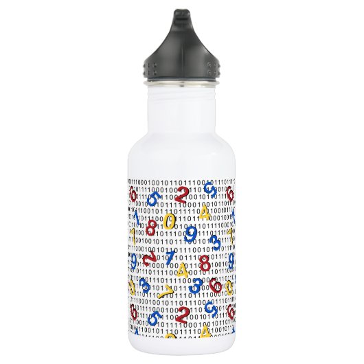 123 Zahlen Rot-Gelb-Blau Schwarz-weiß-Binär Edelstahlflasche (Rechts)