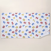 123 Zahlen Rot-Gelb-Blau Strandtuch (Vorderseite)