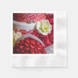 1242-Hochzeitstorte, Bouquet und Rings Serviette