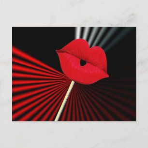1253 SCHWARZER WEISSER ROTER MOUTH KISS LIPS GRAFI POSTKARTE