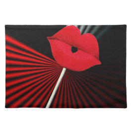 1253 SCHWARZER WEISSER ROTER MOUTH KISS LIPS GRAFI TISCHSET