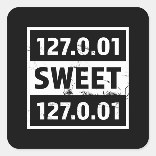 127.0.01 Gezwitschtes Programmieren Quadratischer Aufkleber (Vorderseite)