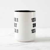 127,0,0,1 Süßstoff 127,0,0,1 (Zuhause Sweet Zuhaus Zweifarbige Tasse (Mittel)