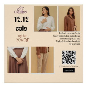 12.12 Modeverkaufsflyer Bis zu 30% Rabatt Glossy Poster