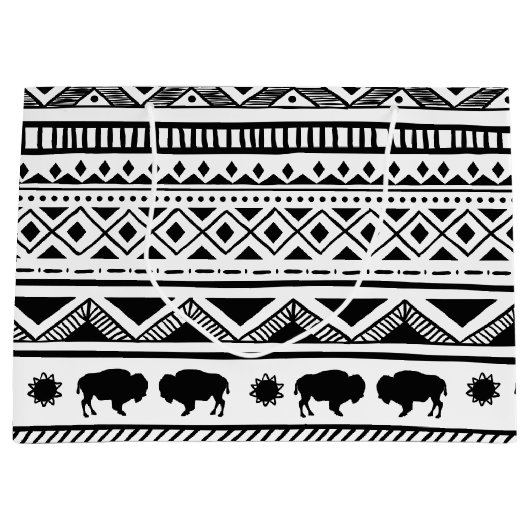 12.5lx4wx9h Große Geschenktasche Boho Buffalo Trib Große Geschenktüte (Vorderseite)