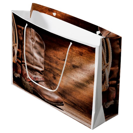 12.5lx4wx9h große Geschenktasche Cowboy Boots Barn Große Geschenktüte (Vorderseite Schrägansicht)