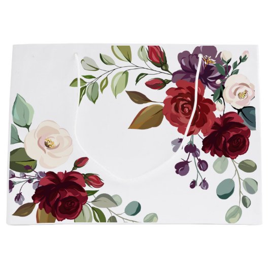 12.5lx4wx9h große Geschenktasche Weiße Rosen Gold Große Geschenktüte (Vorderseite)